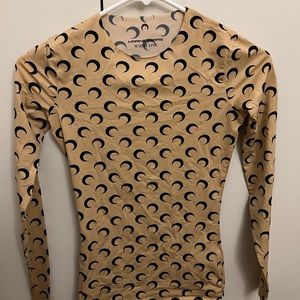Marine Serre Tan Allover Second Skin Moon Top